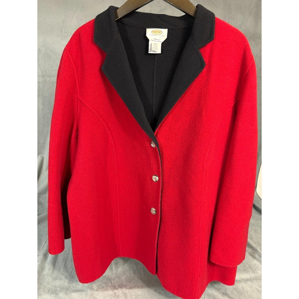 Talbots Womens Vtg Blazer Jacket Wool Cashmere Blend Red Preppy Old Money 18W